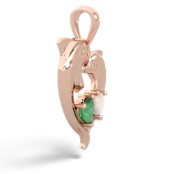 Emerald Dolphin Heart 14K Rose Gold pendant P5820