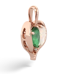 Emerald Two Become One 14K Rose Gold pendant P5330