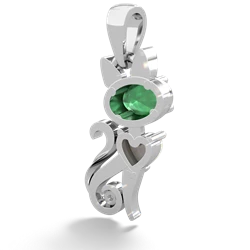 Emerald Kitten 14K White Gold pendant P5780