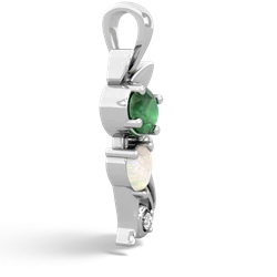 Emerald Kitten 14K White Gold pendant P5780