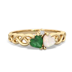 Emerald Heart To Heart Braid 14K Yellow Gold ring R5870