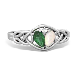 Emerald Celtic Love Knot 14K White Gold ring R5420