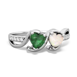 Emerald Side By Side 14K White Gold ring R3090