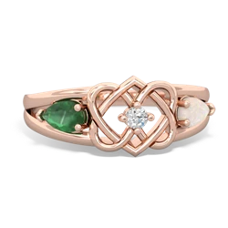 Emerald Hearts Intertwined 14K Rose Gold ring R5880