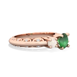 Emerald Art Deco Eternal Embrace Engagement 14K Rose Gold ring C2003