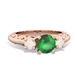 Emerald Art Deco Eternal Embrace Engagement 14K Rose Gold ring C2003