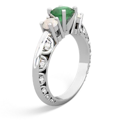 Emerald Art Deco Eternal Embrace Engagement 14K White Gold ring C2003