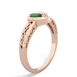 Emerald Filligree 'One Heart' 14K Rose Gold ring R5070