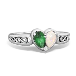 Emerald Filligree 'One Heart' 14K White Gold ring R5070