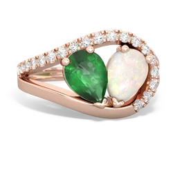 Emerald Nestled Heart Keepsake 14K Rose Gold ring R5650