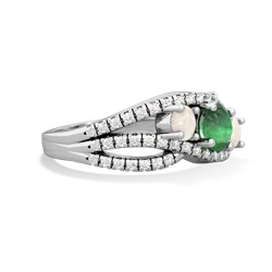 Emerald Three Stone Aurora 14K White Gold ring R3080