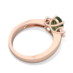 Emerald Three Stone Oval Trellis 14K Rose Gold ring R4024