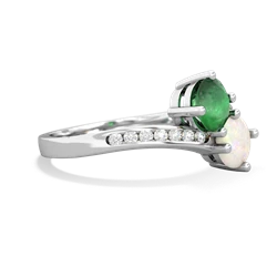 Emerald Channel Set Two Stone 14K White Gold ring R5303