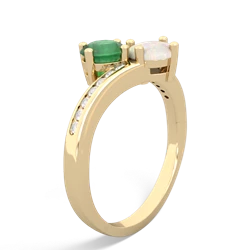 Emerald Channel Set Two Stone 14K Yellow Gold ring R5303