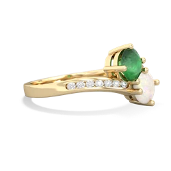 Emerald Channel Set Two Stone 14K Yellow Gold ring R5303