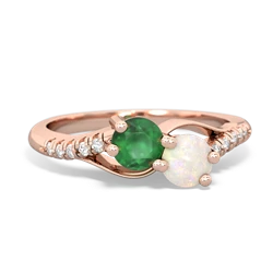 Emerald Infinity Pave Two Stone 14K Rose Gold ring R5285