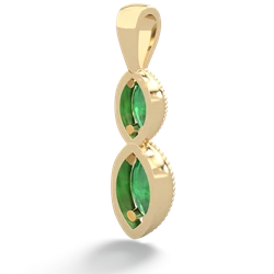 Emerald Antique-Style Halo 14K Yellow Gold pendant P5700