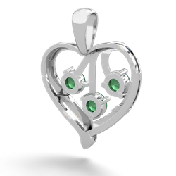 Emerald Glowing Heart 14K White Gold pendant P2233