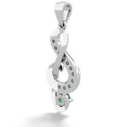 Emerald G-Clef Music 14K White Gold pendant P5830