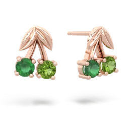 Emerald Sweet Cherries 14K Rose Gold earrings E7001