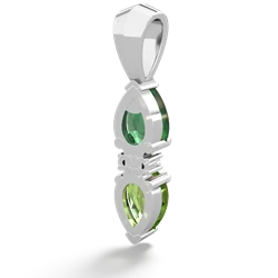 Emerald Bowtie Drop 14K White Gold pendant P0865