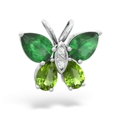 Emerald Butterfly 14K White Gold pendant P2215