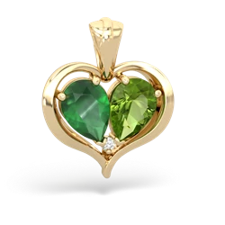 Emerald Two Become One 14K Yellow Gold pendant P5330