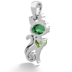 Emerald Kitten 14K White Gold pendant P5780