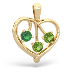 Emerald Glowing Heart 14K Yellow Gold pendant P2233