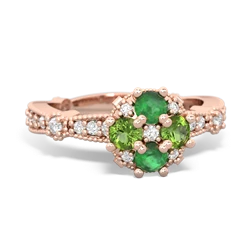 Emerald Sparkling Tiara Cluster 14K Rose Gold ring R26293RD