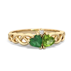 Emerald Heart To Heart Braid 14K Yellow Gold ring R5870