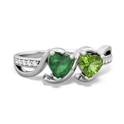 Emerald Side By Side 14K White Gold ring R3090