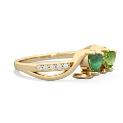 Emerald Side By Side 14K Yellow Gold ring R3090