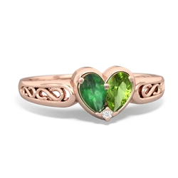 Emerald Filligree 'One Heart' 14K Rose Gold ring R5070