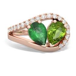 Emerald Nestled Heart Keepsake 14K Rose Gold ring R5650