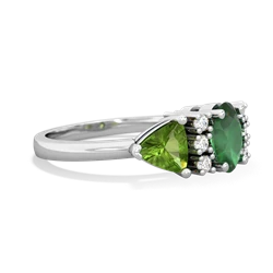 Emerald Antique Style Three Stone 14K White Gold ring R2186