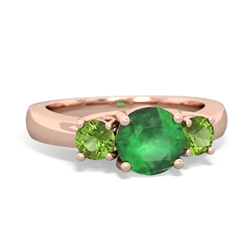 Emerald Three Stone Round Trellis 14K Rose Gold ring R4018