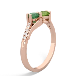 Emerald Infinity Pave Two Stone 14K Rose Gold ring R5285