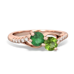 Emerald Infinity Pave Two Stone 14K Rose Gold ring R5285