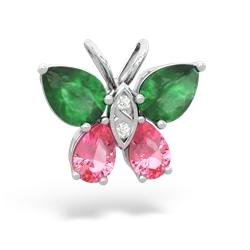 Emerald Butterfly 14K White Gold pendant P2215