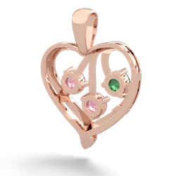 Emerald Glowing Heart 14K Rose Gold pendant P2233