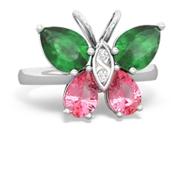 Emerald Butterfly 14K White Gold ring R2215