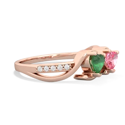 Emerald Side By Side 14K Rose Gold ring R3090