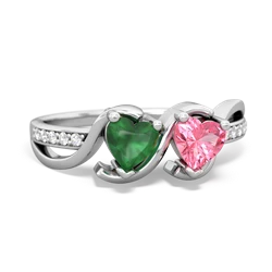 Emerald Side By Side 14K White Gold ring R3090