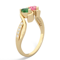 Emerald Side By Side 14K Yellow Gold ring R3090