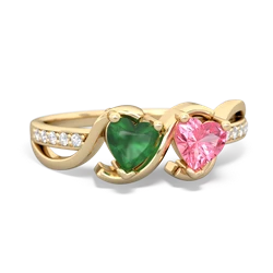 Emerald Side By Side 14K Yellow Gold ring R3090