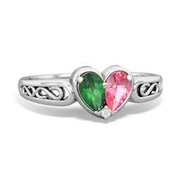 Emerald Filligree 'One Heart' 14K White Gold ring R5070