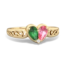 Emerald Filligree 'One Heart' 14K Yellow Gold ring R5070