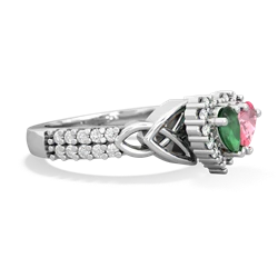 Emerald Celtic Knot Two Hearts As One 14K White Gold ring R2644HRT