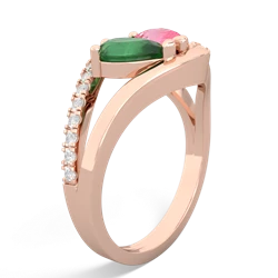 Emerald Nestled Heart Keepsake 14K Rose Gold ring R5650